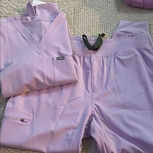 Figs Lavender Scrub Set - Light Lavender Top & Jogger Pants
